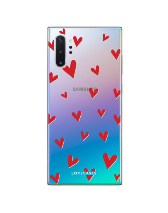 LoveCases Samsung Note 10 Plus 5G Hearts Phone Case - Clear Red
