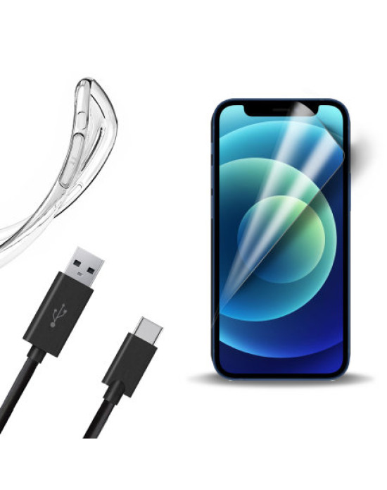 Olixar Essential iPhone 12 Mini Case, Screen Protector & Cable Pack