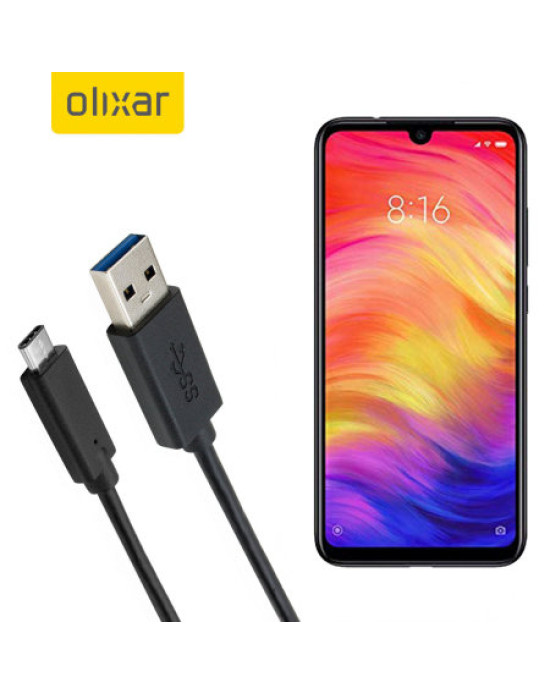 Olixar USB-C Xiaomi Redmi Note 7 Charging Cable - Black 1m