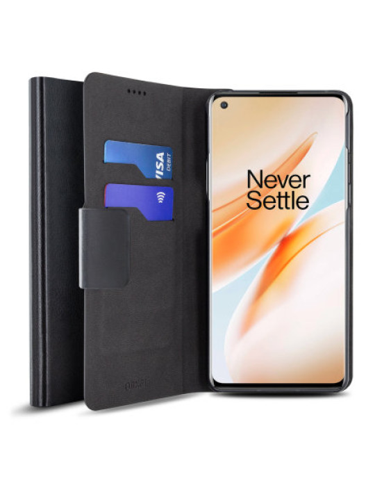 Olixar Leather-Style Oneplus 8 Pro Wallet Stand Case - Black