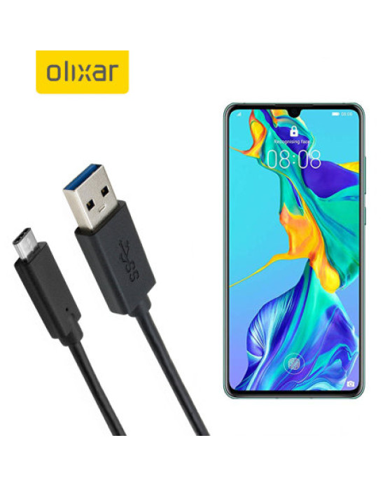 Olixar USB-C Huawei P30 Charging Cable - Black 1m