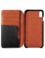 Vaja Wallet LP iPhone XS Max Premium Leather Case - Black / Tan