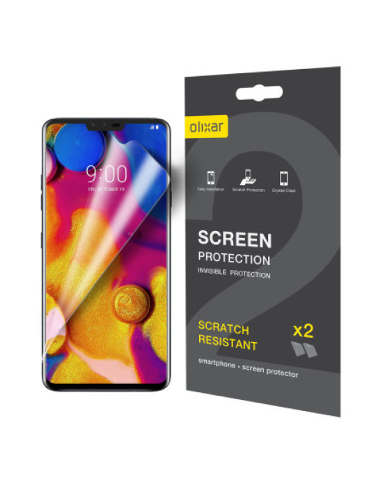 Olixar LG V40 ThinQ Film Screen Protector 2-in-1 Pack