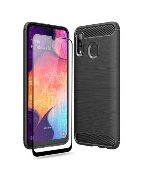 Olixar Sentinel Samsung A30s Case & Glass Screen Protector - Black