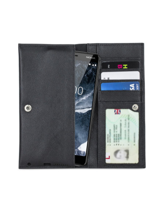 Olixar Primo Genuine Leather Nokia 5.1 Pouch Wallet Case - Black