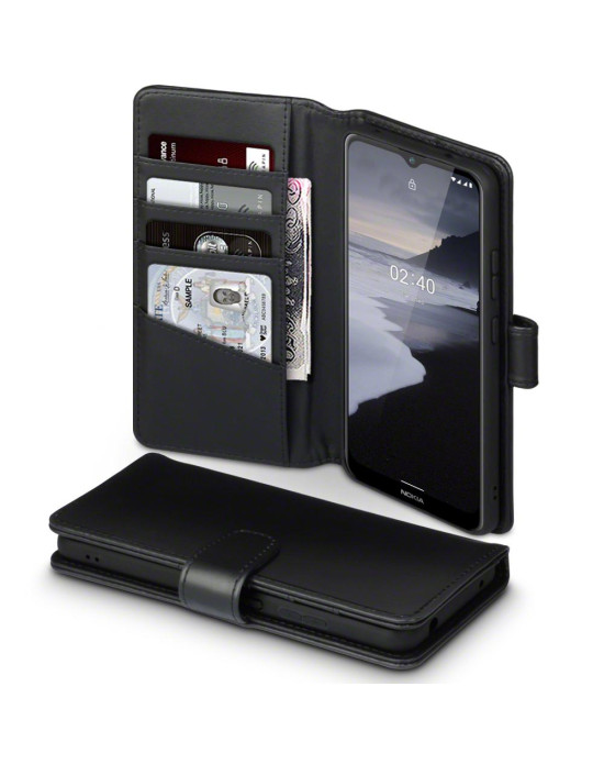 Terrapin Nokia 2.4 Real Leather Wallet Case - Black