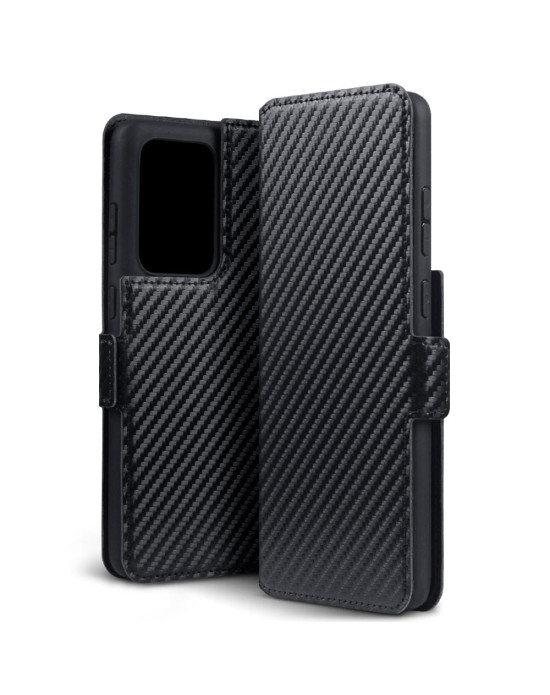 Terrapin Low Profile PU Leather Wallet Case - Black Carbon Fibre Texture for Sam