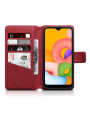 Terrapin Real Leather Wallet Case for Samsung Galaxy A01 - Red