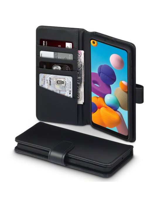 Terrapin Samsung Galaxy A21 - Real Leather Wallet Case - Black