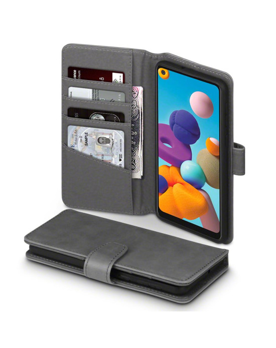 Terrapin Samsung Galaxy A21 - Real Leather Wallet Case - Grey