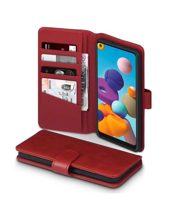 Terrapin Samsung Galaxy A21 - Real Leather Wallet Case - Red