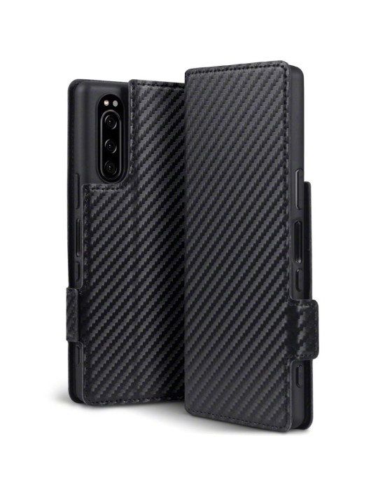 Terrapin Sony Xperia 2 Low Profile PU Leather Wallet Case - Black Carbon Fibre T