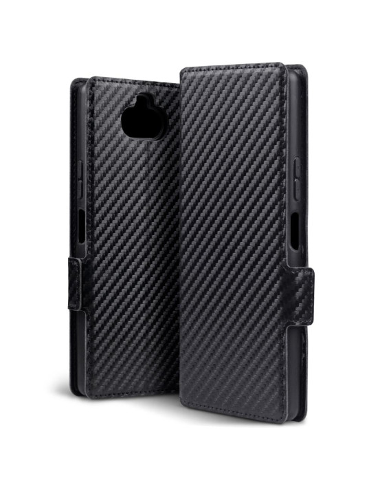 Terrapin Sony Xperia 20 Low Profile PU Leather Wallet Case - Black Carbon Fibre 