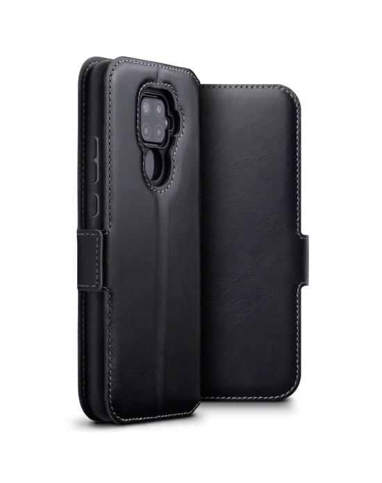 Terrapin Huawei Mate 30 Lite Low Profile Genuine Leather Wallet Case - Black
