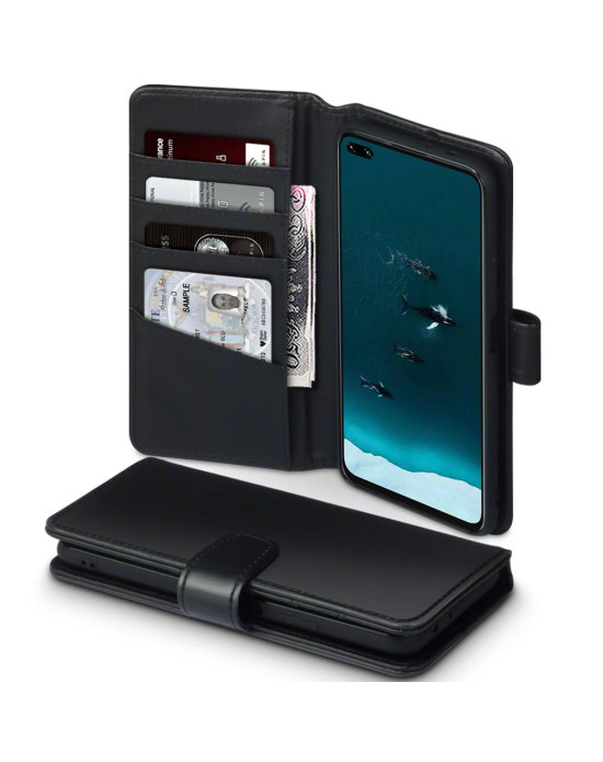 Terrapin Huawei Honor V30 Real Leather Wallet Case - Black
