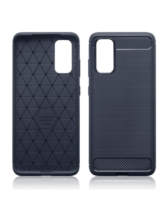 Terrapin Carbon Fibre Brushed Effect TPU Gel Case - Dark Blue for Samsung Galaxy