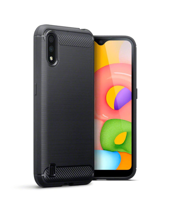 Terrapin Samsung Galaxy A01 Carbon Fibre Effect TPU Gel Case - Black