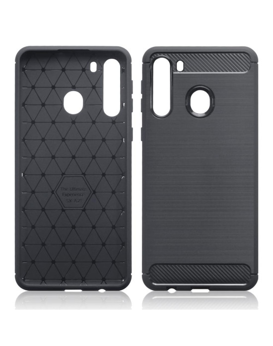 Terrapin Samsung Galaxy A21 Carbon Fibre Effect TPU Gel Case - Black