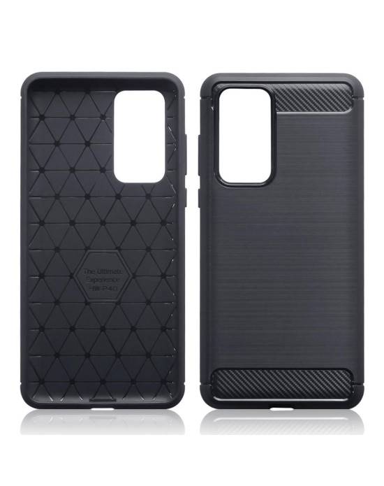 Terrapin Huawei P40 Carbon Fibre Brushed Effect TPU Gel Case - Black