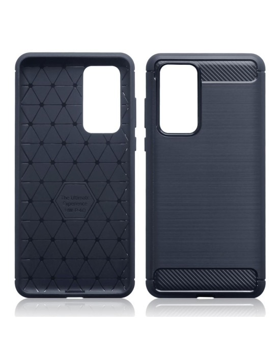 Terrapin Huawei P40 Carbon Fibre Brushed Effect TPU Gel Case - Dark Blue