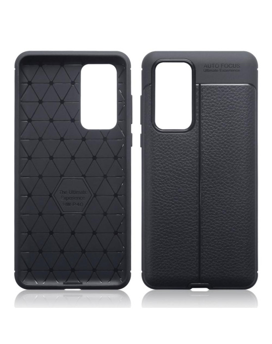 Terrapin Huawei P40 Leather Texture Design TPU Gel Case - Black