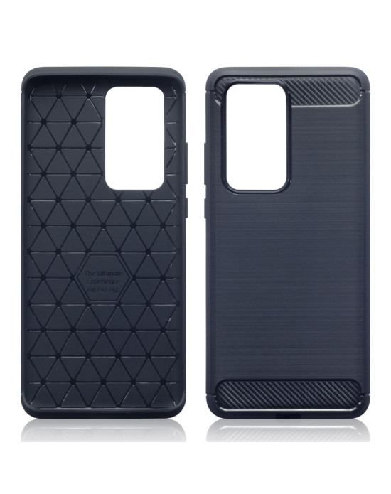 Terrapin Huawei P40 Pro Carbon Fibre Brushed Effect TPU Gel Case - Dark Blue