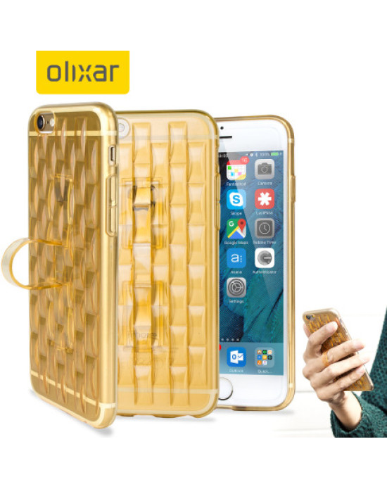 FlexiLoop iPhone 6S Plus Gel Case with Finger Holder - Gold