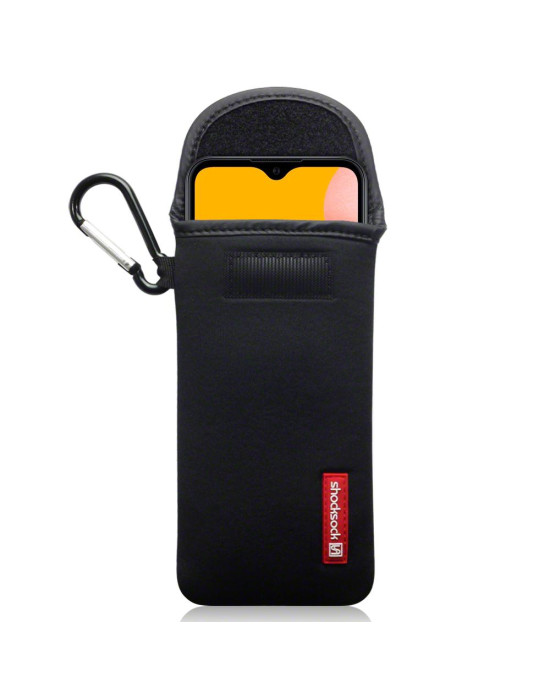 Shocksock Samsung Galaxy A01  Neoprene Pouch Case with Carabiner - Black