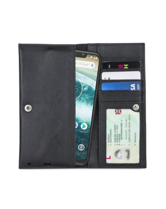 Olixar Primo Genuine Leather Motorola One Pouch Wallet Case - Black Olixar Primo Genuine Leather Motorola One Pouch Wallet Case - Black
