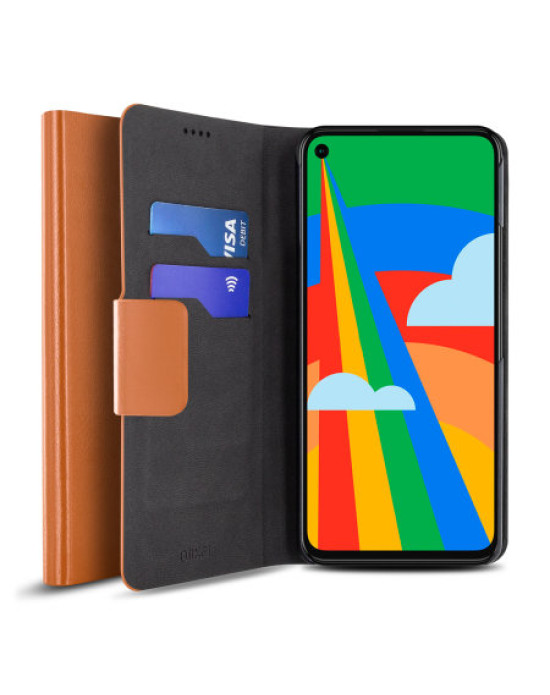 Olixar Leather-Style Google Pixel 5 Wallet Stand Case - Brown