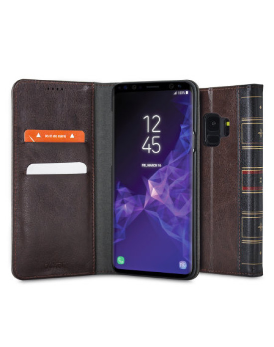 Olixar XTome Leather-Style Samsung Galaxy S9 Book Case - Brown