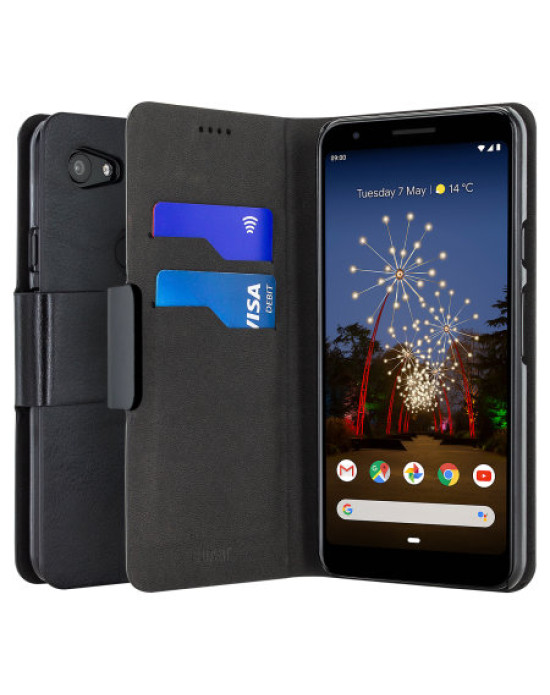 Olixar Leather-Style Google Pixel 3a Wallet Stand Case - Black