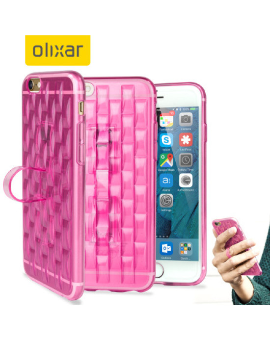 FlexiLoop iPhone 6S Plus Gel Case with Finger Holder - Rose Pink