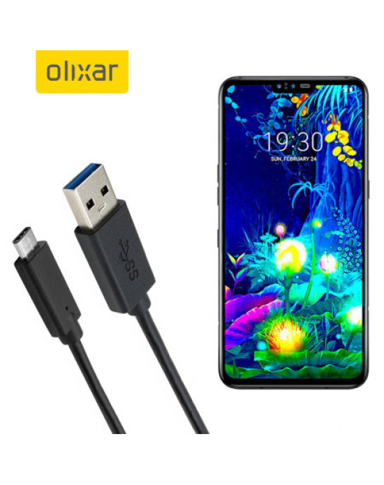 Olixar USB-C LG V50 ThinQ 5G Charging Cable - Black 1m