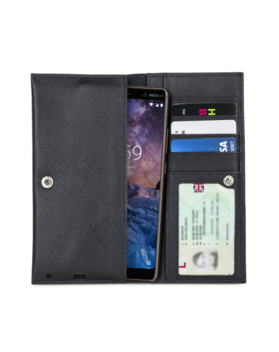 Olixar Primo Genuine Leather Nokia 7 Plus Pouch Wallet Case - Black