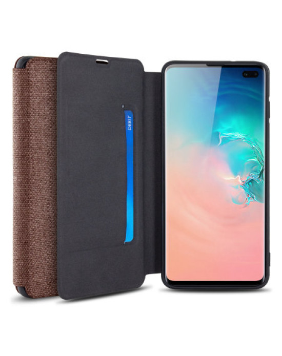 Olixar Canvas Samsung Galaxy S10 Plus Wallet Case - Brown