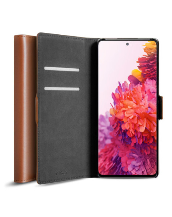 Olixar Genuine Leather Samsung Galaxy S20 FE Wallet Case - Brown