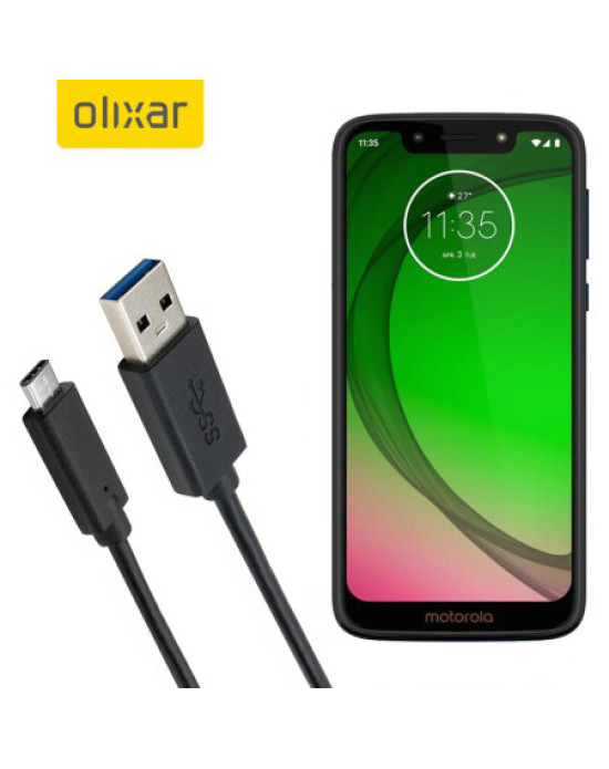 Olixar USB-C Motorola Moto G7 Play Charging Cable - Black 1m