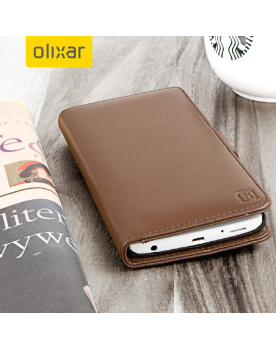 Olixar Genuine Leather LG V10 Wallet Case - Brown