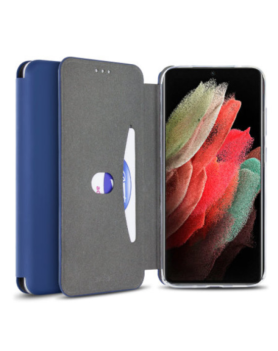 Olixar Soft Silicone Samsung Galaxy S21 Ultra Wallet Case - Navy Blue