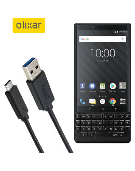 Olixar USB-C BlackBerry KEY2 Charging Cable - Black 1m