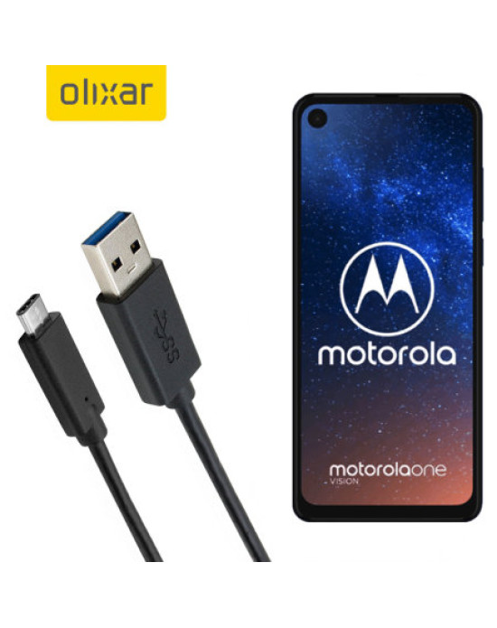 Olixar USB-C Motorola One Vision Charging Cable - Black 1m