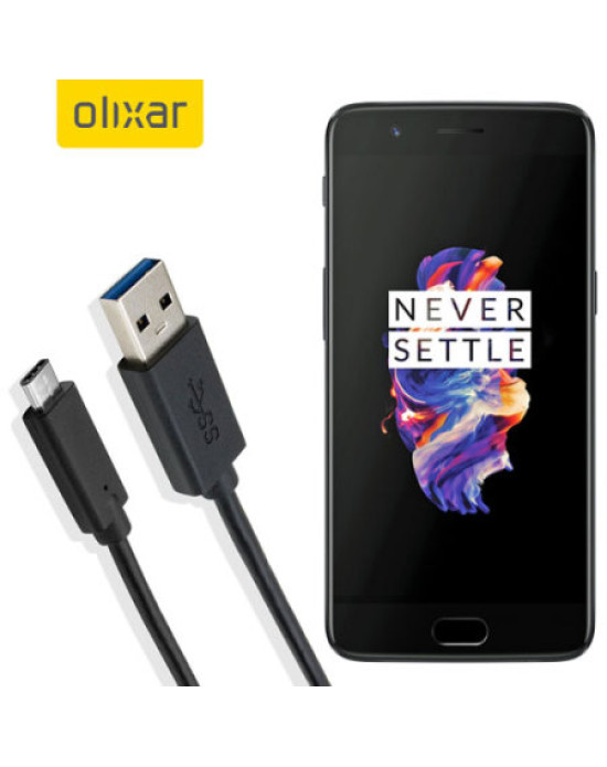 Olixar USB-C OnePlus 5 Charging Cable - Black 1m