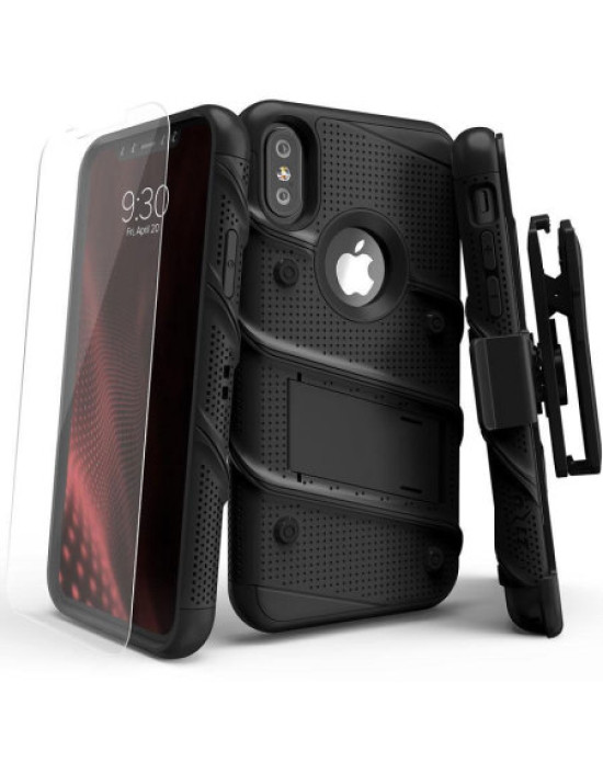 Zizo Bolt iPhone XS Tough Case & Screen Protector - Black