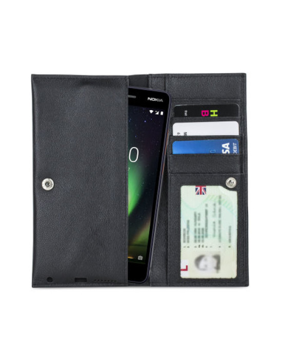 Olixar Primo Genuine Leather Nokia 2 V Wallet Case - Black