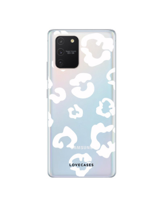 LoveCases Samsung Galaxy S10 Lite White Leopard Clear Phone Case LoveCases Samsung Galaxy S10 Lite White Leopard Clear Phone Case