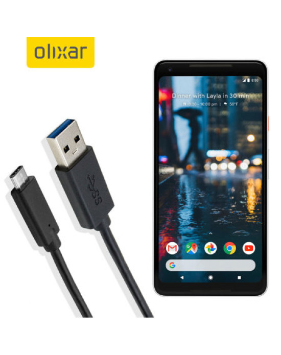 Olixar USB-C Google Pixel 2 XL Charging Cable - Black 1m