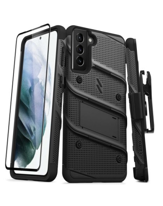 Zizo Bolt Samsung Galaxy S21 Plus Tough Case & Screen Protector- Black