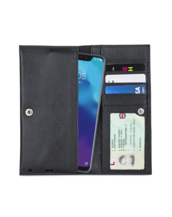 Olixar Primo Genuine Leather ZTE Axon 9 Pro Pouch Wallet Case - Black