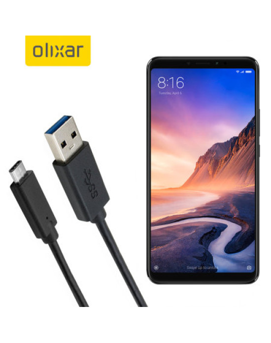 Olixar USB-C Xiaomi Mi Max 3 Charging Cable - Black 1m